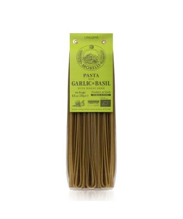Morelli Italian Pasta Organic Garlic and Basil Linguine - Gourmet Pasta Handmade in Small Batches - Durum Wheat Semolina, Al Dente, Italian Pasta from Italy 8.8oz / 250g 8.8 Ounce (Pack of 1)