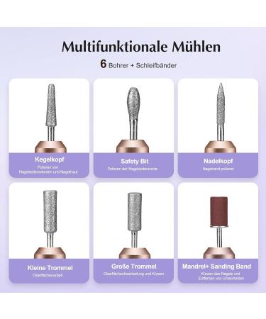 Coslus Electrical Nail Cutter for Gel Nails - 20 000 RPM Adjustable Speed & Direction - Professional Manicure & Pedicure Set in Rosagold - Buy Online on GoSupps.com