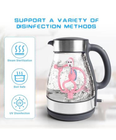 Vicloon Baby Bite Ring - BPA-Free Silicone Monkey Teething Toy for Gums Relief | Baby Tooth Aid from 3 Months - Pink - Buy Online on GoSupps.com