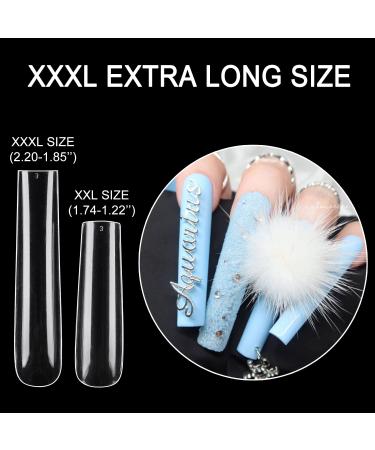 gootrades 3XL Tapered Square Nail Tips 360pcs - Clear Extra Long Straight Acrylic Nails - Manicure Salon Home DIY - 12 Sizes - Buy Online on GoSupps.com