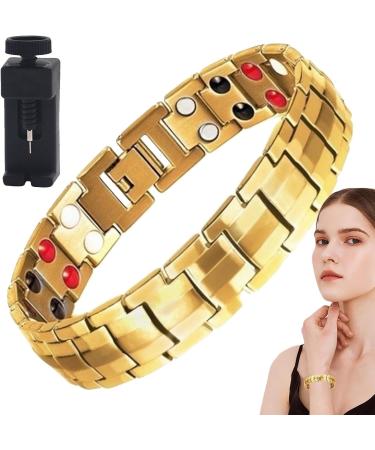 2024 Far-Infrared Ion Titanium Bracelet for Men - Double-Row Magnetic Health Energy Bracelet with Limited Edition Gold Clock - Buy Online on GoSupps.com