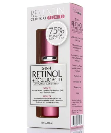 Reventin Clinicals Retinol Serum with Ferulic Acid, Hyaluronic Acid & Peptides - 1.4 Fl Oz | Anti-Wrinkle & Age Spot Treatment - Buy Online on GoSupps.com