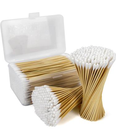 Bamboo Cotton Swabs 500 Count - Long Cotton Swab 6 inch - Cotton Buds with Strong Bamboo Sticks - Biodegradable Organic Cotton Tip Applicators for Cleaning, Makeup, Pets Care (In Storage Case)