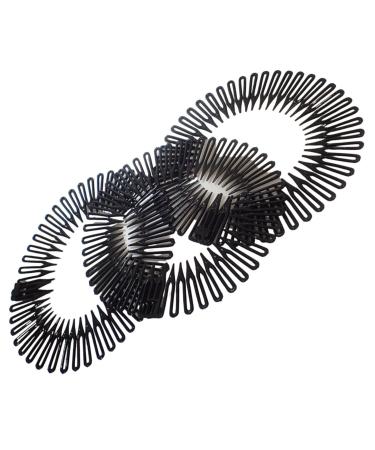 Topkids Accessories Flexi Comb Flexiband Headband - Set of 3 - Anti Snap  Durable Spider Hairband Grip Circle Headbands Zig-zag Headband Stretch Hair Comb (Black)
