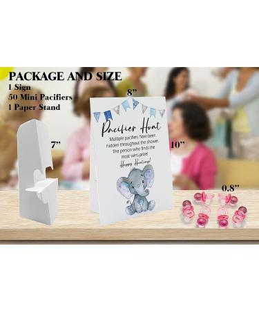 Elephant Baby Pacifier Hunt Gender Reveal Game Set - 8x10 Sign with 50 Mini Acrylic Pacifiers for Baby Shower Activities - Fun Games for Adults and Kids - Boy Baby Shower Games (BPH07) - Buy Online on GoSupps.com