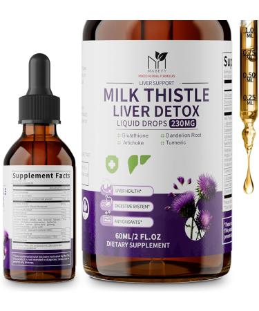 MABEFY Milk Thistle Liver Support Drops Liquid Herbal Supplement with Silymarin Dandelion Artichoke & Turmeric Antioxidant Support for Liver Health Vegan Non-GMO 2 Fl Oz - Buy Online on GoSupps.com