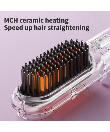 Cordless Hair Straightener Brush - Negative Ion Hot Comb for Travel USB Fast Charger Anti-Scald Lightweight (Pink) - Shop Now - Buy Online on GoSupps.com
