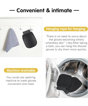 Sibba 2Pcs Korean Exfoliating Gloves Body Scrub Exfoliating Mitts Scrubber Deep Exfoliator Shower Glove Washcloth Spa Exfoliator Bath Sponge Loofah Remove Dead Skin Callus Fake Tan (Black) 2pcs black - Buy Online on GoSupps.com