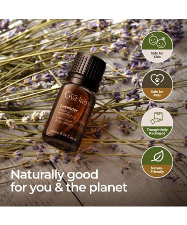 Gya Labs Organic Lavender Essential Oil 10ml - Aromatherapy for Relaxation, Skin and Hair - 100% Pure, Natural & Organic - Pack of 1 - Buy Online on GoSupps.com