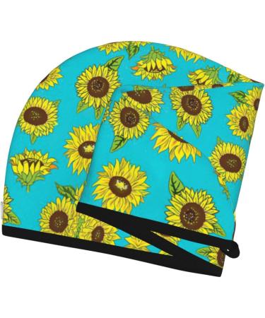 Sunflowers Pattern Coral Velvet Dry Hair Cap | Ideal for Home Travel Pool Parties & Beaches - Buy Online on GoSupps.com