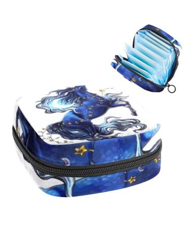 Women's bonds storage pockets still pad dark blue unicorn portable period kit pocket feminine product bag for women girls color2