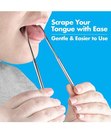 Stainless Steel Tongue Scraper Pack - 6 Cleaning Brushes for Bad Breath & Oral Hygiene - Essential Tooth Care Set - Buy Online on GoSupps.com