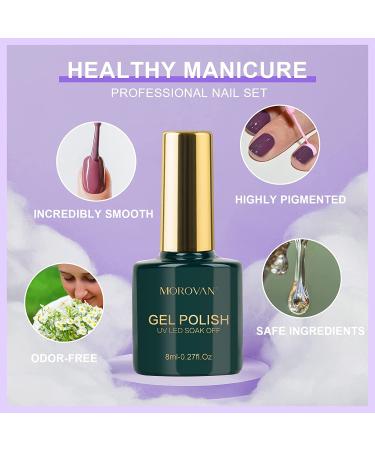 Morovan Gel Nail Polish Kit - 48W UV Light, 9 Colors Candy Gel Polish, LED Nail Lamp for DIY Salon, Sweet Tones - All Season Nail Art Set - Buy Online on GoSupps.com