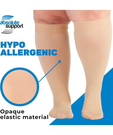 Absolute Support Opaque Compression Stockings for Men & Women - Class 2 20-30 mmHg | Ideal for Varicose Veins Swelling Lymphedema Lipedema | Beige 6XL - Buy Online on GoSupps.com