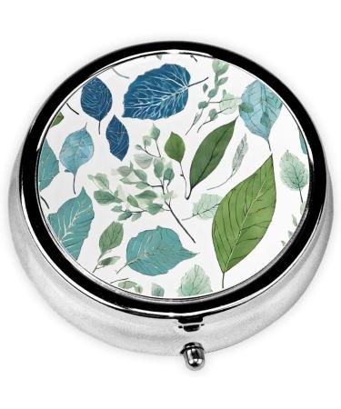 Green Eucalyptus Leaves Mini Round Pill Box | 3 Compartment Travel Pill Organizer | Portable Medicine Case for Home & Office - Buy Online on GoSupps.com
