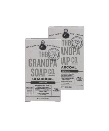 Charcoal Bar Soap by The Grandpa Soap Company | Vegan Clean Face & Body Soap | Organic Hemp Oil + Mint Oils| Paraben Free Bar Soap for Men & Women | 4.25 Oz. Each - 2 Pack 4.25 Ounce (Pack of 2)