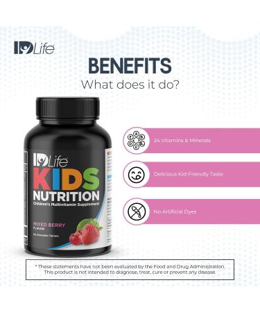 IDLife Mixed Berry Kids Nutrition Chewable Tablets - Essential 24 Vitamins & Minerals for Growing Bodies - Daily Nutritional Support - 60 Count - Buy Online on GoSupps.com