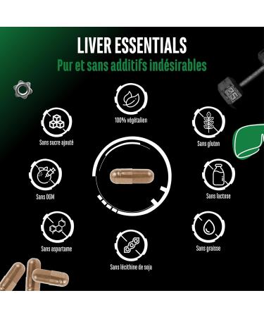 Liver Essentials 180 capsules complexe foie hautement dos avec chardon marie choline NAC artichaut pissenlit schizandra gingembre indol 3 carbinol desmodium rutine vegan - Buy Online on GoSupps.com