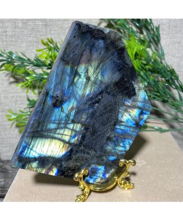 Natural Crystal Rough Natural Sphere Blue Light Labradorite Slab Stone Natural Slice Crystal Yellow Feng Shui Minerals Ornaments Home Decoration 1pc 320-350g - Buy Online on GoSupps.com