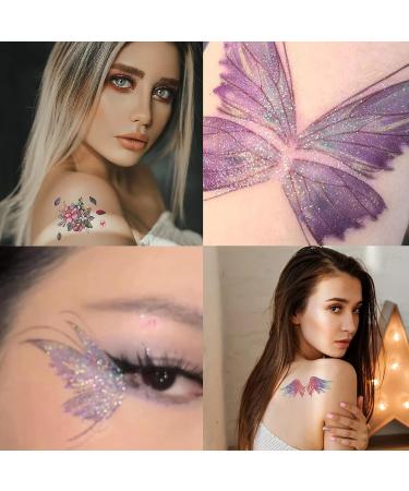 Glitter Temporary Tattoos - 157 Styles for Girls, Kids & Women | Colorful Butterfly Wings Stickers - Waterproof for Face Makeup, Birthday Parties & Goodie Bags - Buy Online on GoSupps.com