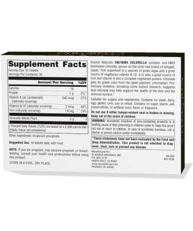 Source Naturals Yaeyama Chlorella 200 mg - 300 Tablets | Premium Superfood Supplement - Buy Online on GoSupps.com