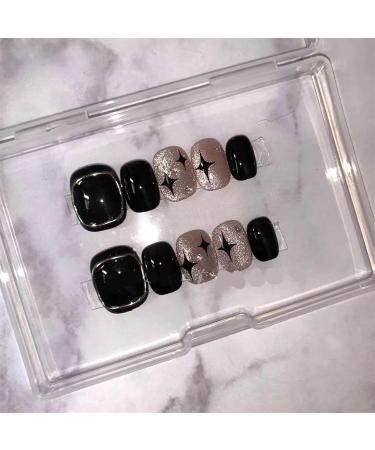 Nail patches fake nails wearing nail polish waterproof black detachable reusable(S) - Buy Online on GoSupps.com