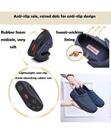 Extra Wide Diabetic Slip-On Shoes for Swollen Feet - Lightweight Breathable Adjustable Walking Shoes for Men (Dark Blue Size 11 - Buy Online on GoSupps.com