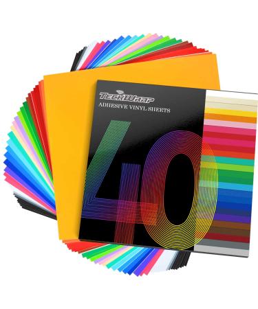 TECKWRAP Permanent Adhesive Vinyl Sheets 12 x 12 40 Sheets/Pack Assorted Colors for Craft Cutters Glossy