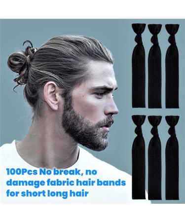 79STYLE 100pcs Black Fabric Hair Ties for Men - No Damage Knotted Hair Bands for Men Buns - Long Men Hair Accessory - Buy Online on GoSupps.com