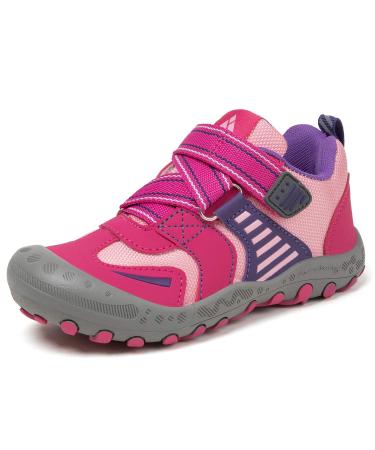Mishansha Boys Girls Hiking Shoes Mesh Knit Low Top Sneakers Outdoor Trekking Walking Climbing Running 9.5 Toddler Rose Purple