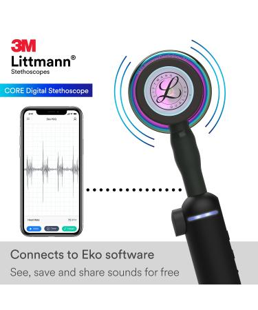 3M Littmann CORE Digital Stethoscope 8572 - High Polish Rainbow Chestpiece - Black Tube - 69 cm - Black / Rainbow - Single - Buy Online on GoSupps.com