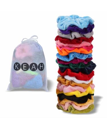 KEAH 20pcs Velvet Scrunchies Hair Band - Hair Scrunchies For Girls Hair Scrunchies For Women Hairbands Scrunchies With Storage Bag 20 Count (Pack of 1) Multi Colour