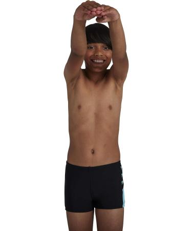 Speedo Boys Boom Logo Splice Aquashort 11-12 Years - Black/Light Adriatic | Stylish Swimwear for Kids | International Shipping - Buy Online on GoSupps.com
