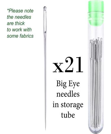 21 Big Eye Needles 60mm with Storage Tube - Easy Threading Needles for Sewing and Crafting - Buy Online on GoSupps.com