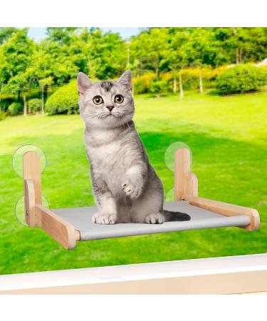 Cat Window Perch Hammock-seat Furniture-Bad  Natural Wooden cat Window Perch, Cordless and Collapsible. Weight Capacity: Over 60 lbs. Medium