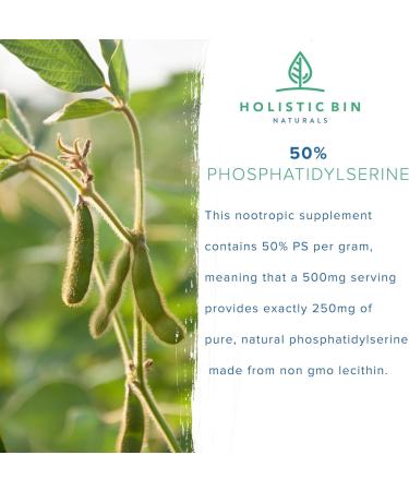Holistic Bin Phosphatidylserine Powder | Phosphatidylserine Supplement Powder Extracted from Non GMO Soy Lecithin | Nootropics Brain Support Supplement for Memory & Focus - Buy Online on GoSupps.com