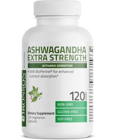 Bronson Ashwagandha Extra Strength Stress & Mood Support with BioPerine - Non GMO Formula, 120 Vegetarian Capsules 120 Count (Pack of 1) - Buy Online on GoSupps.com