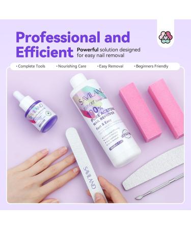 SAVILAND Acetone Nail Polish Remover Kit | Gel Remover Cuticle Oil & Nail Buffer Tools for Quick Acrylic Removal | 8.45 Oz - Home Salon Essential - Buy Online on GoSupps.com