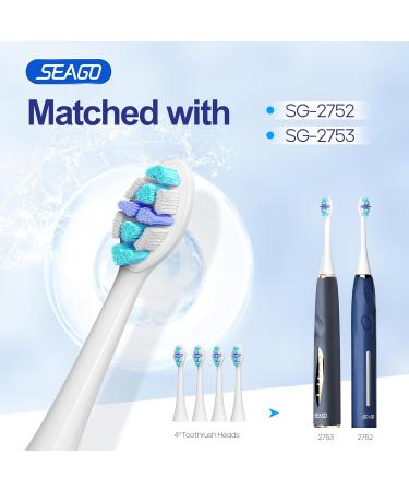 SEAGO Electric Toothbrush Replacement Heads for SG-2753/2752 Pack of 4 (Blue) | International Shipping - Buy Online on GoSupps.com