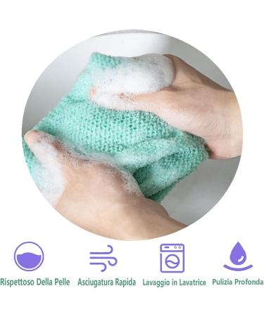 3-Piece African Bath Sponge Set - Exfoliating Body Scrubbers for Men & Women - Daily Skin Smoother - Pink Green Yellow - Buy Online on GoSupps.com