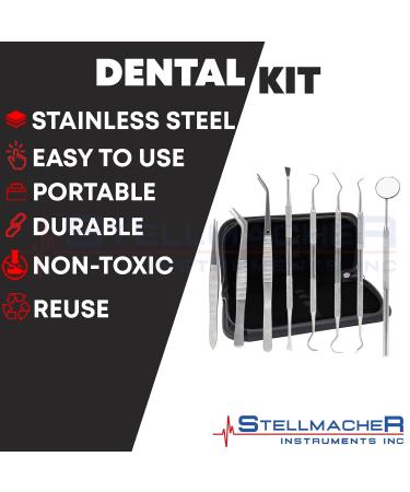 STELLMACHER 8 Pcs Dental Kit - Professional Stainless Steel Tools for Teeth Cleaning Plaque & Tartar Removal | Dental Hygiene Essentials - Buy Online on GoSupps.com