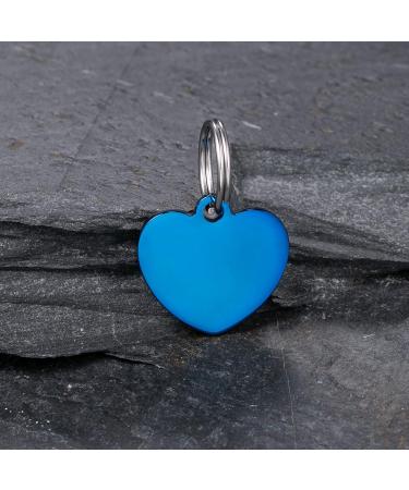 Personalized Engraved Dog & Cat ID Tag - Heart Design Badge for Collars - Unique Pet Gifts (Blue) - Buy Online on GoSupps.com