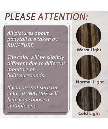 Buy Runature 45cm Ponytail Extensions - Real Human Hair Braid - Dark Brown & Ash Brown Highlights - Buy Online on GoSupps.com