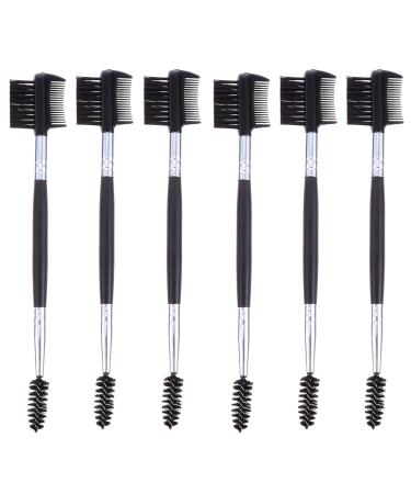Beaupretty 6th double-headed eye brow comb brush for shaping eyebrow eyebrow molding brush mascara brush eyelash rod cosmetic make-up brushes form wooden handle