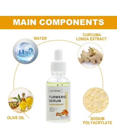 BROEYOUE 2 pieces Turmeric Dark Spot Corrector Serum Turmeric Repair Face Serum All Natural Skin Brightening Serum luminous serum for pimples and dark spots for all skin types - Buy Online on GoSupps.com