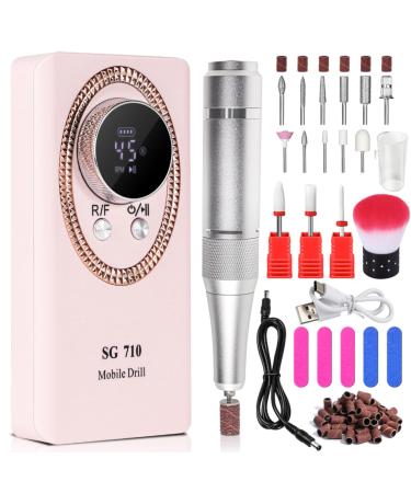 LimeGirl Electric Nail Drill Professional for Acrylic Nail Kit Portable Electric Manicure Pedicure Polishing Set with 13 in 1 Nail Drill Bits Kit 2024 Upgraded Electric Nail File 45000RPM (Pink)