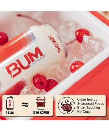 BUM Sugar-Free Energy Drink Cherry Frost - Natural Caffeine & Citicoline for Energy & Focus, 12 oz (Pack of 12) - Buy Online on GoSupps.com