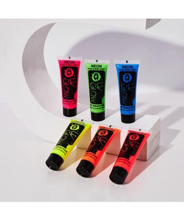 UV Glow Blacklight Face and Body Paint Set - 6 Tubes of Neon Fluorescent Paint 0.34oz - Buy Online on GoSupps.com