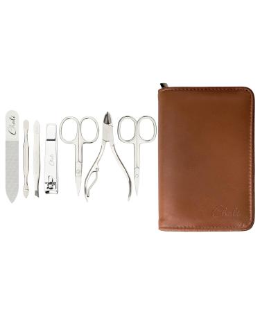 Chali 7-Piece Nail Set - Stainless Steel Manicure/Pedicure Kit with Case Nail Scissors Clippers & Glass File | International Shipping - Buy Online on GoSupps.com