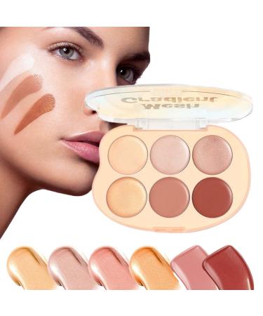 Rouge Highlighter Palette 6 Colors MultiPurpose Palette LongLasting Dazzle Cream Makeup for Women Skin